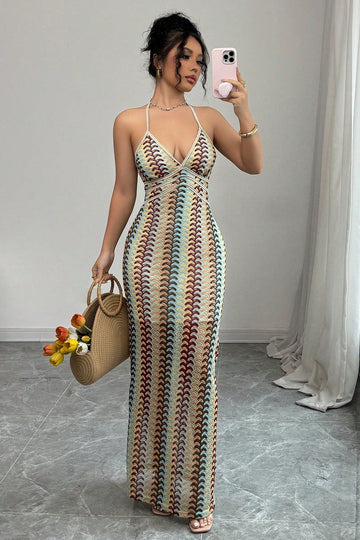 Vestito estivo multicolore e senza schienale