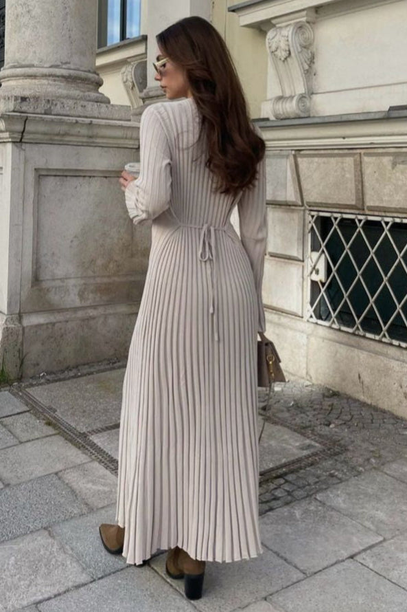 Long Sleeve Round Neck Long Skirt Dress