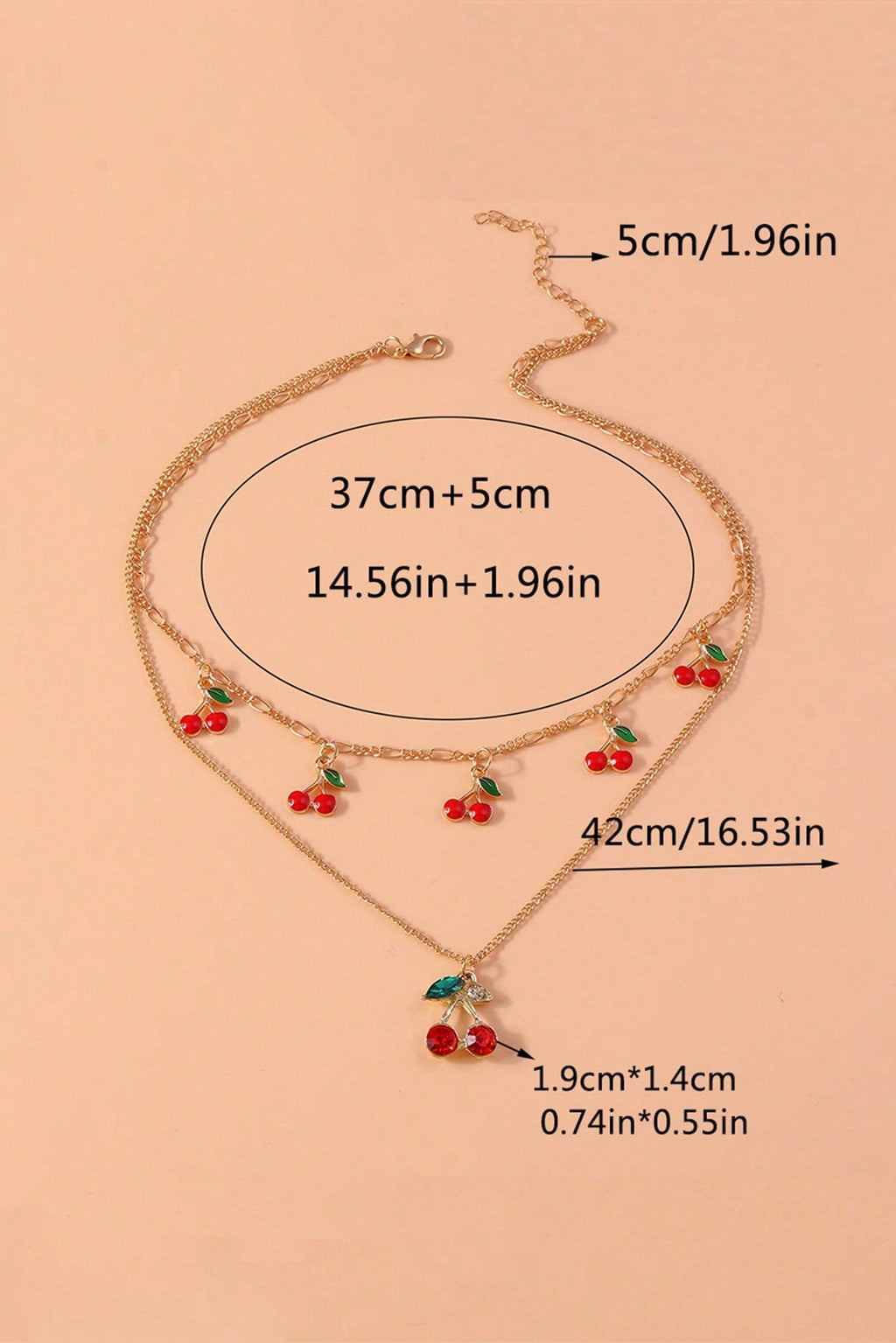 Collana ciliegia multistrato con catena inossidabile