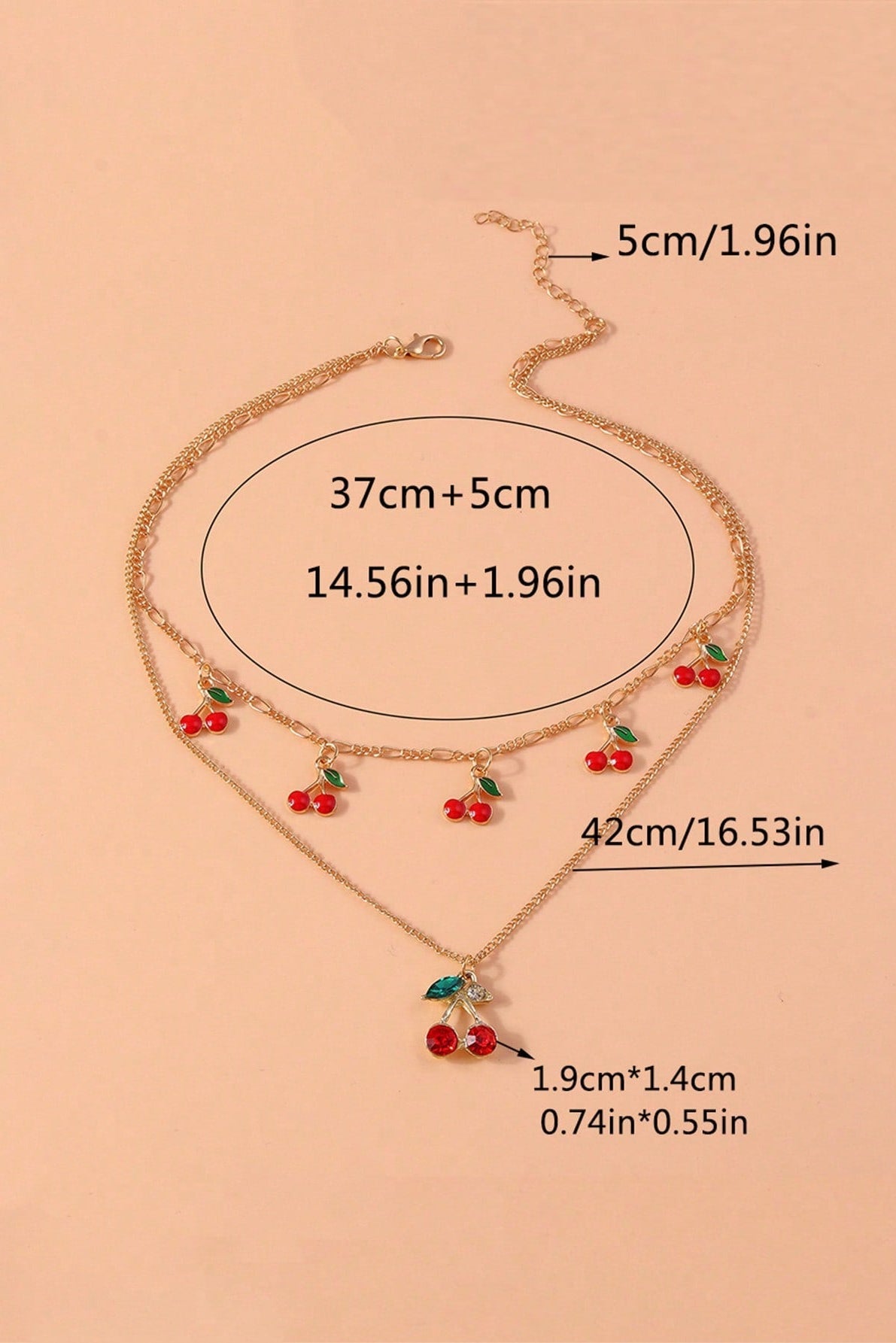 Collana ciliegia multistrato con catena inossidabile