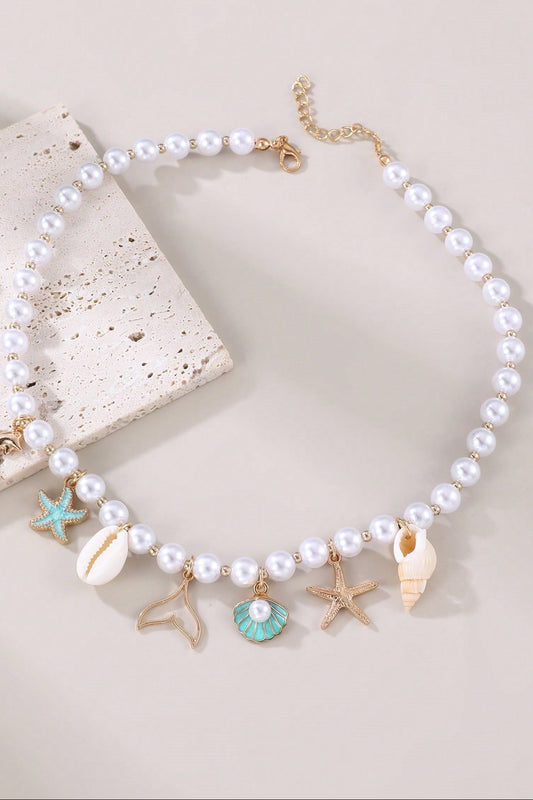 Collana Con Conchiglia, Stella Marina E Perle