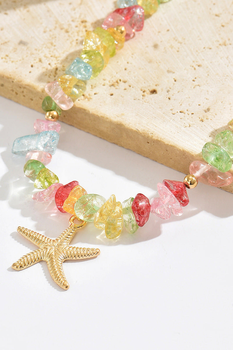 Collana stella marina con pietre colorate