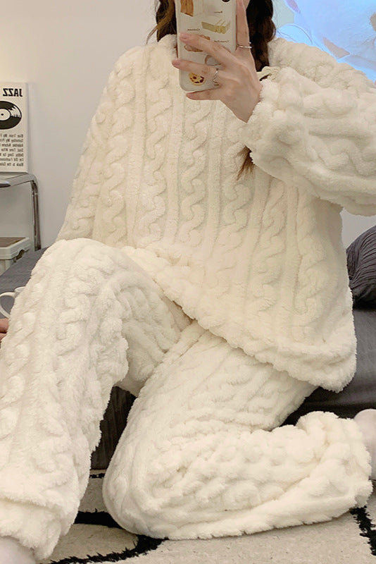 Pigiama in pile con motivo a maglia