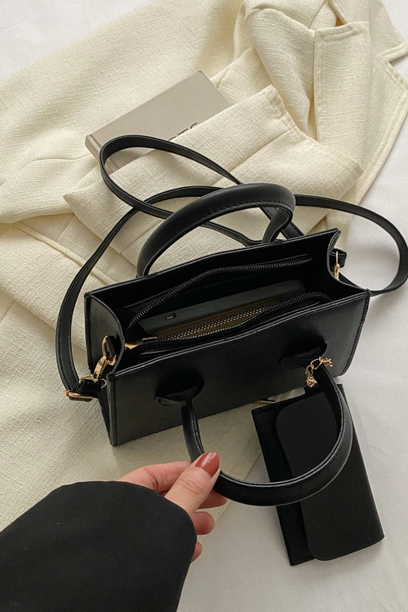 Borsa quadrata piccola a tracolla con zip