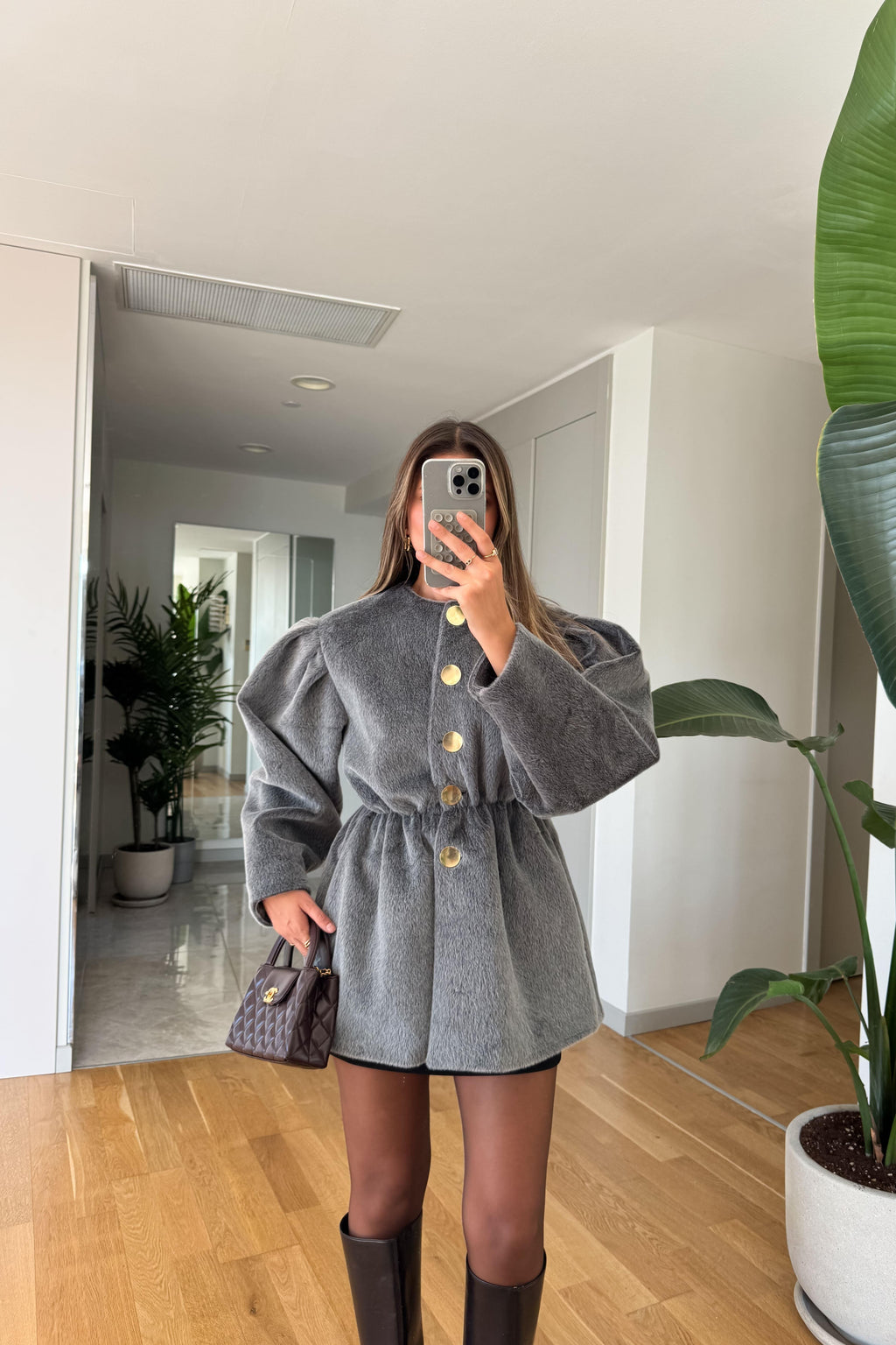 Giacca in pelliccia con elastico in vita