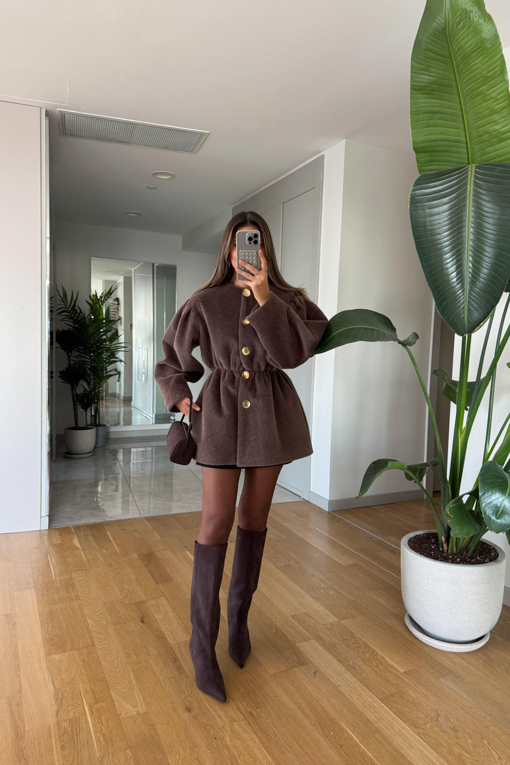 Giacca in pelliccia con elastico in vita