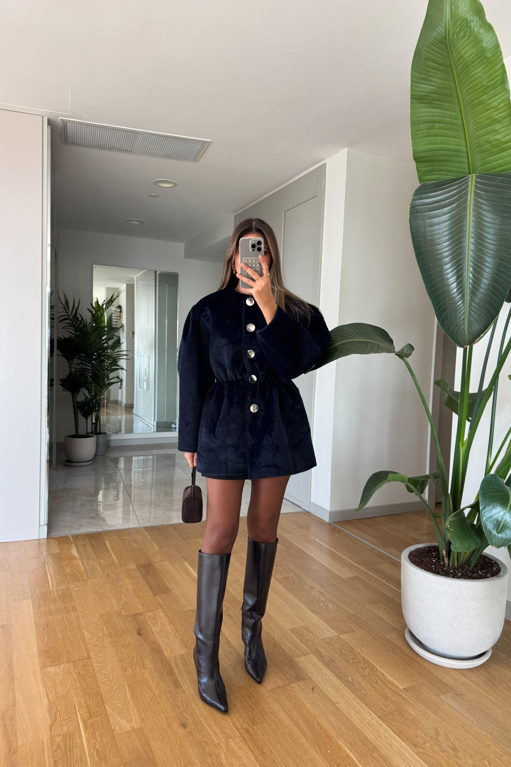 Giacca in pelliccia con elastico in vita