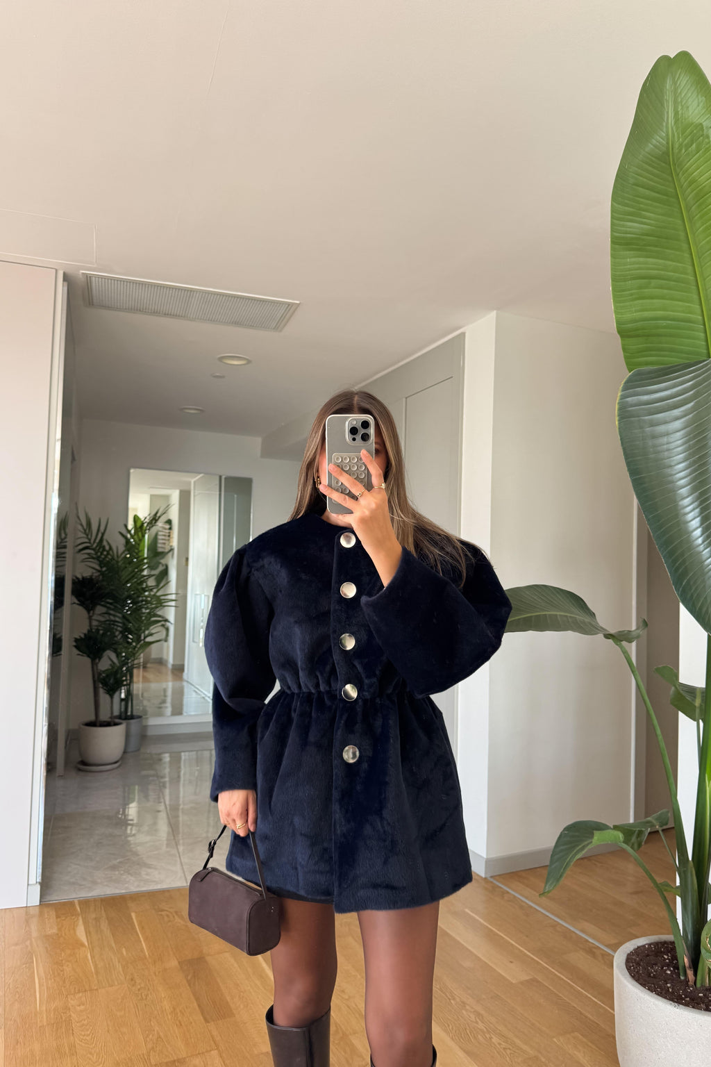 Giacca in pelliccia con elastico in vita