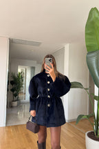 Faux Fur Jacket With Elasticated Waistband