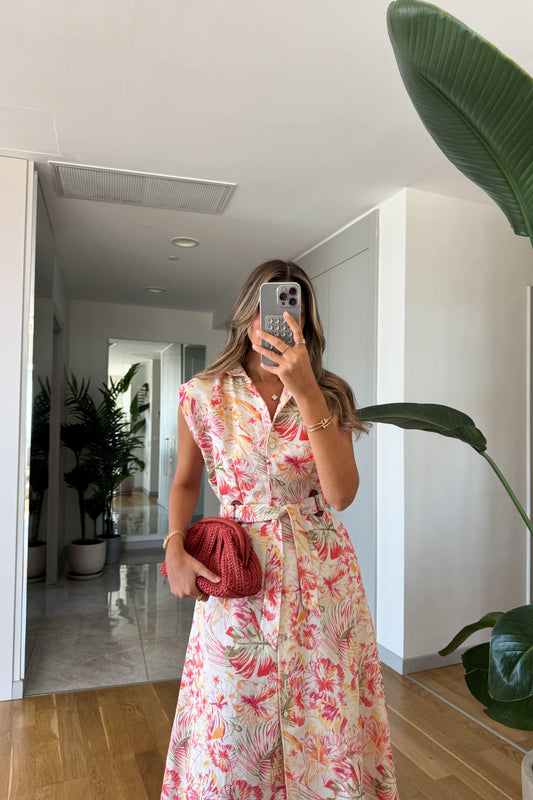 Vestito lungo con cintura incorporata
