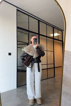 Faux Leather Jacket With Fur Collar