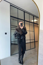 Faux Leather Jacket With Fur Collar