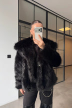 Faux Fur Coat With Wide Collar