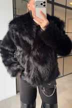 Faux Fur Coat With Wide Collar