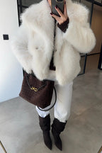 Faux Fur Coat With Wide Collar