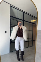 Faux Fur Coat With Wide Collar