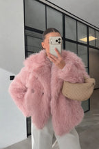 Faux Fur Coat With Wide Collar