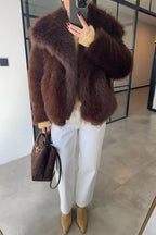Faux Fur Coat With Wide Collar