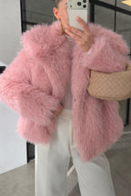 Faux Fur Coat With Wide Collar