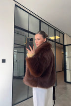 Faux Fur Coat With Wide Collar