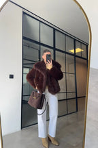 Faux Fur Coat With Wide Collar