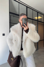 Faux Fur Coat With Wide Collar