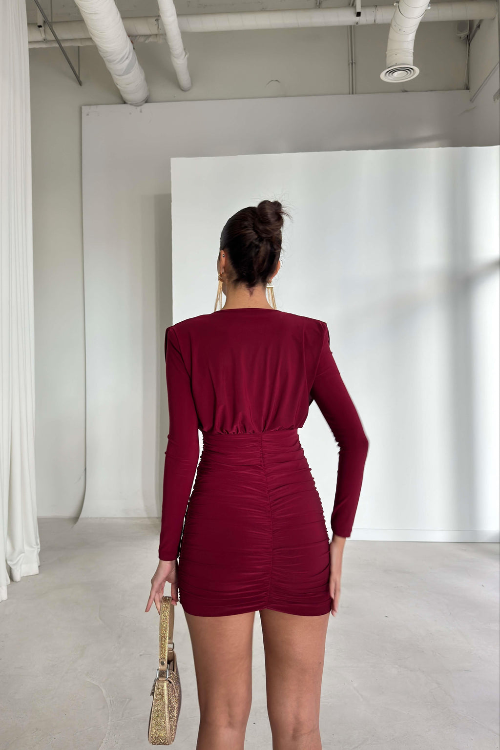 Vestito donna scollo a V drappeggiato