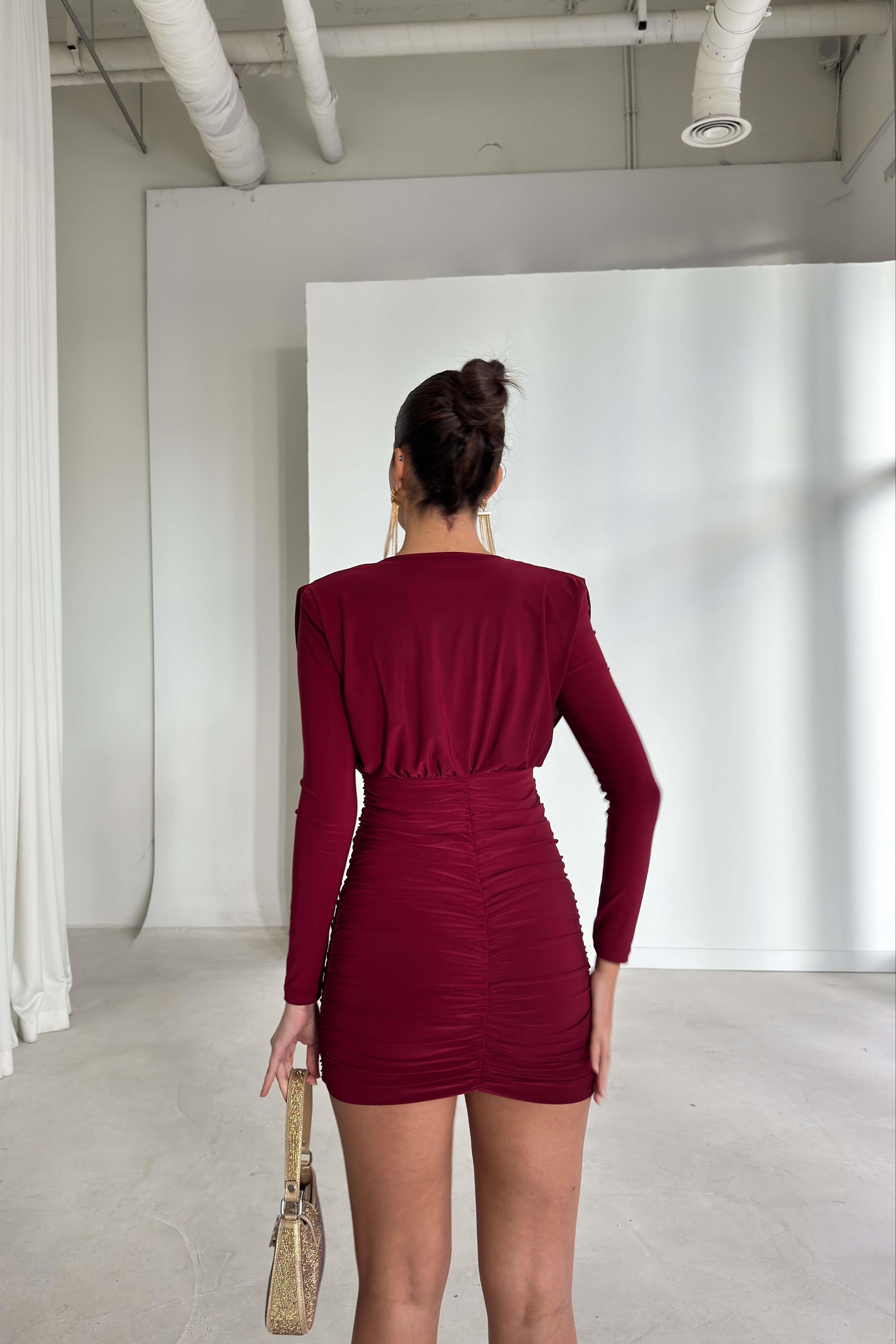 Vestito donna scollo a V drappeggiato