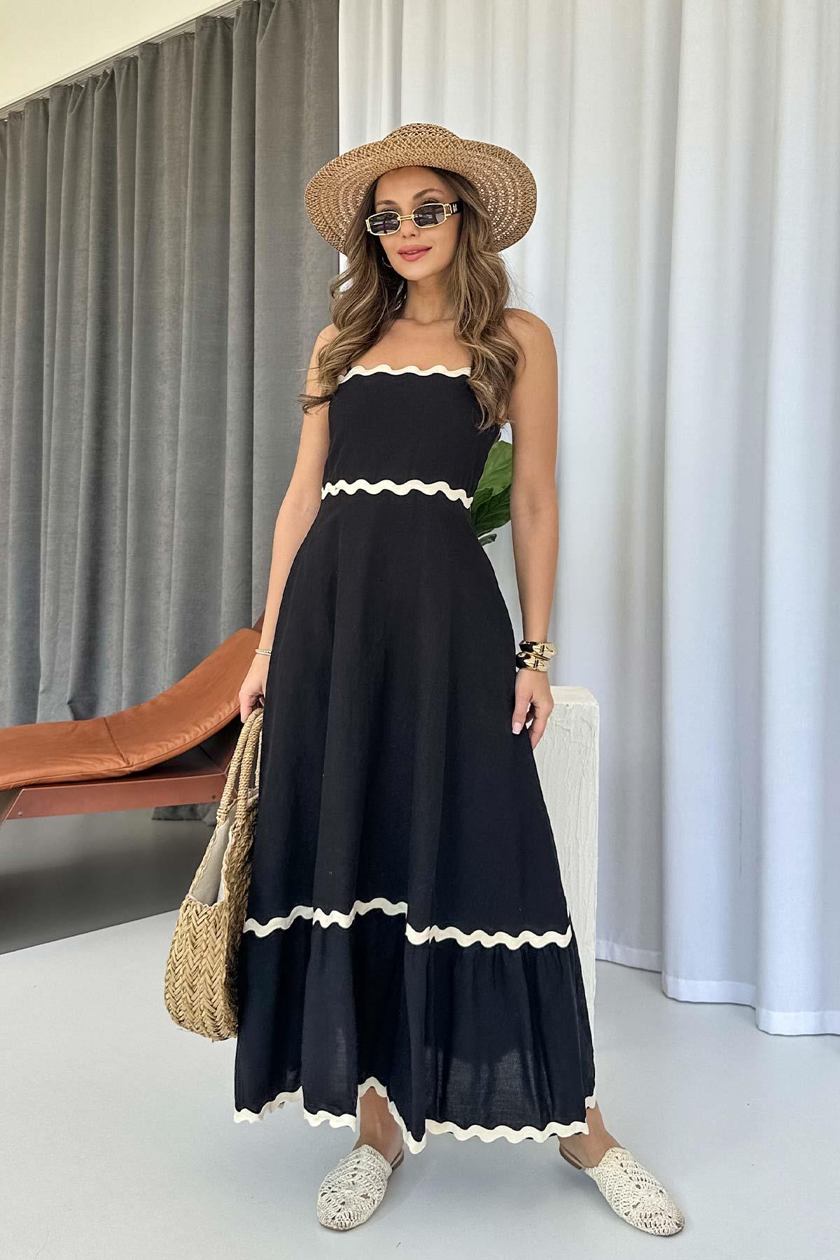 Abito elegante con scollo dritto e onde