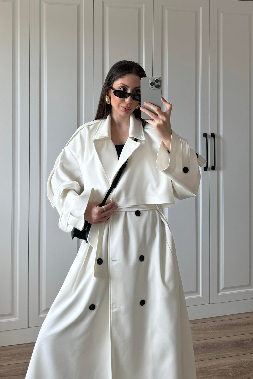 Trench stagionale foderato a gonna lunga