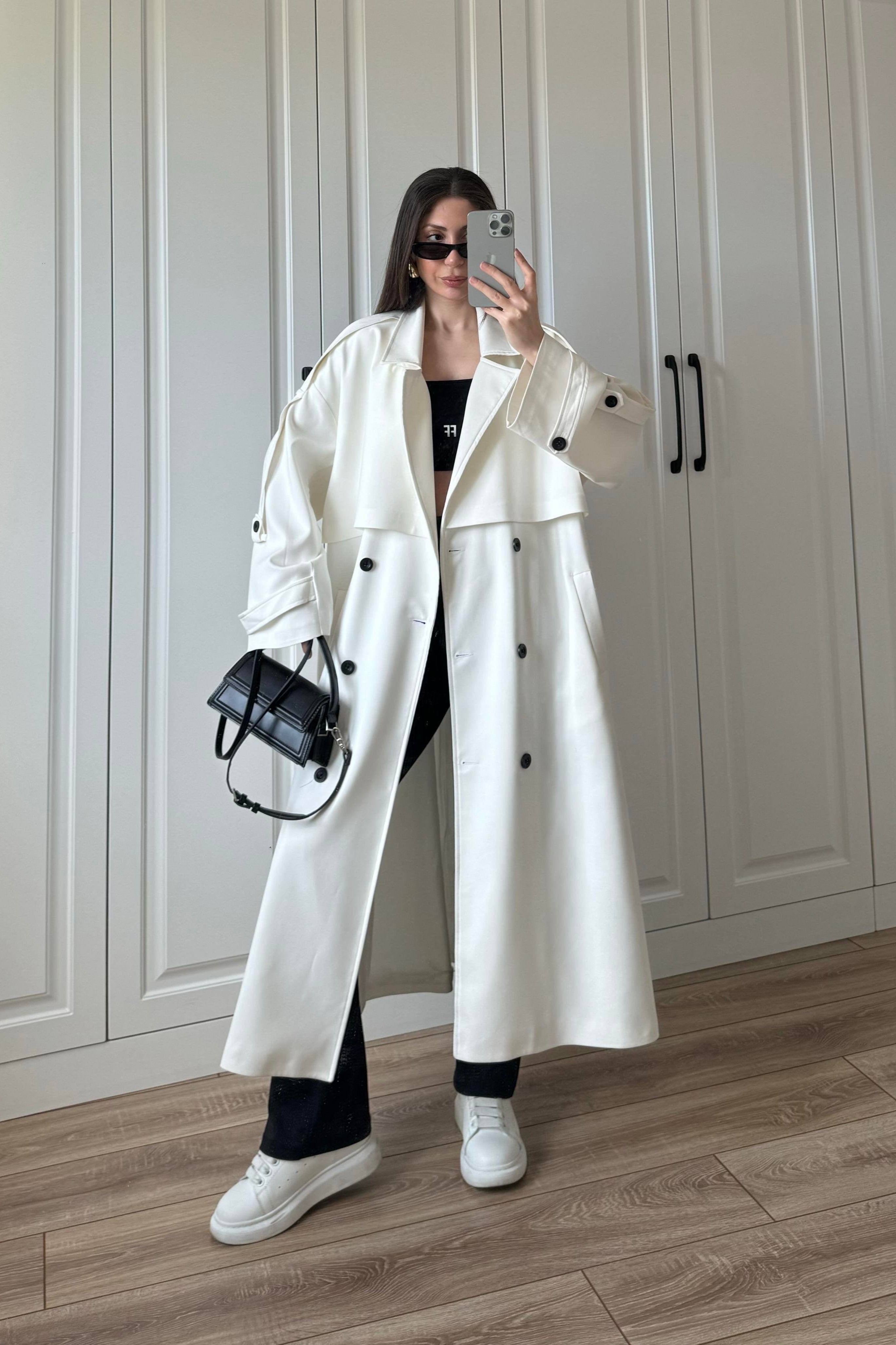 Trench stagionale foderato a gonna lunga