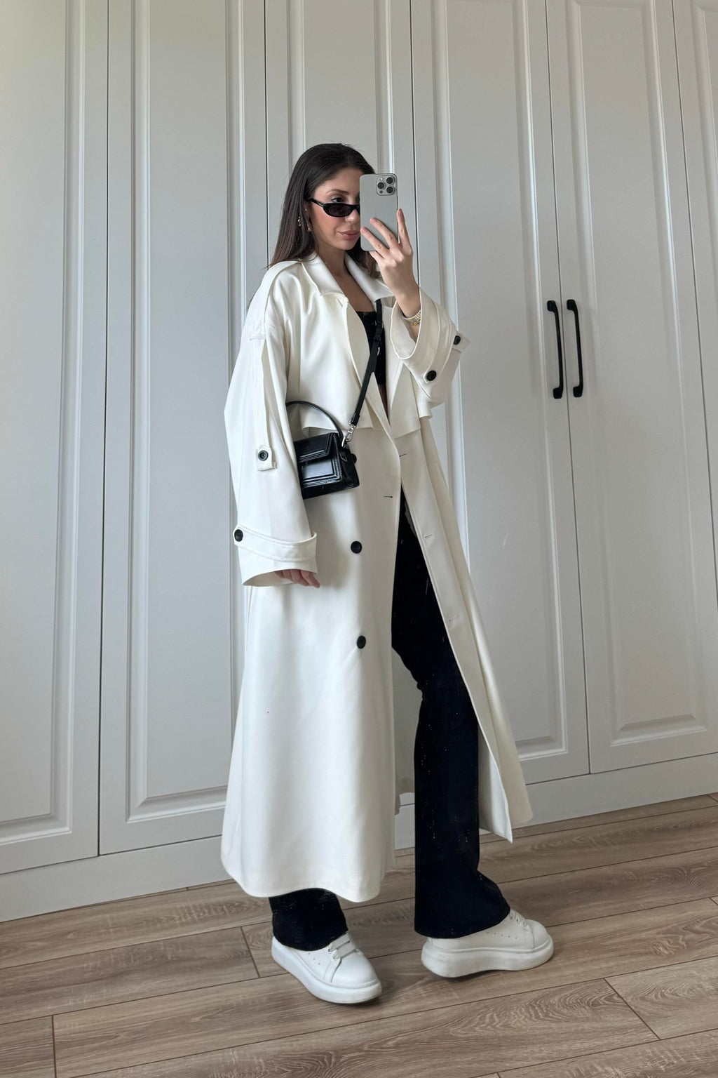 Trench stagionale foderato a gonna lunga