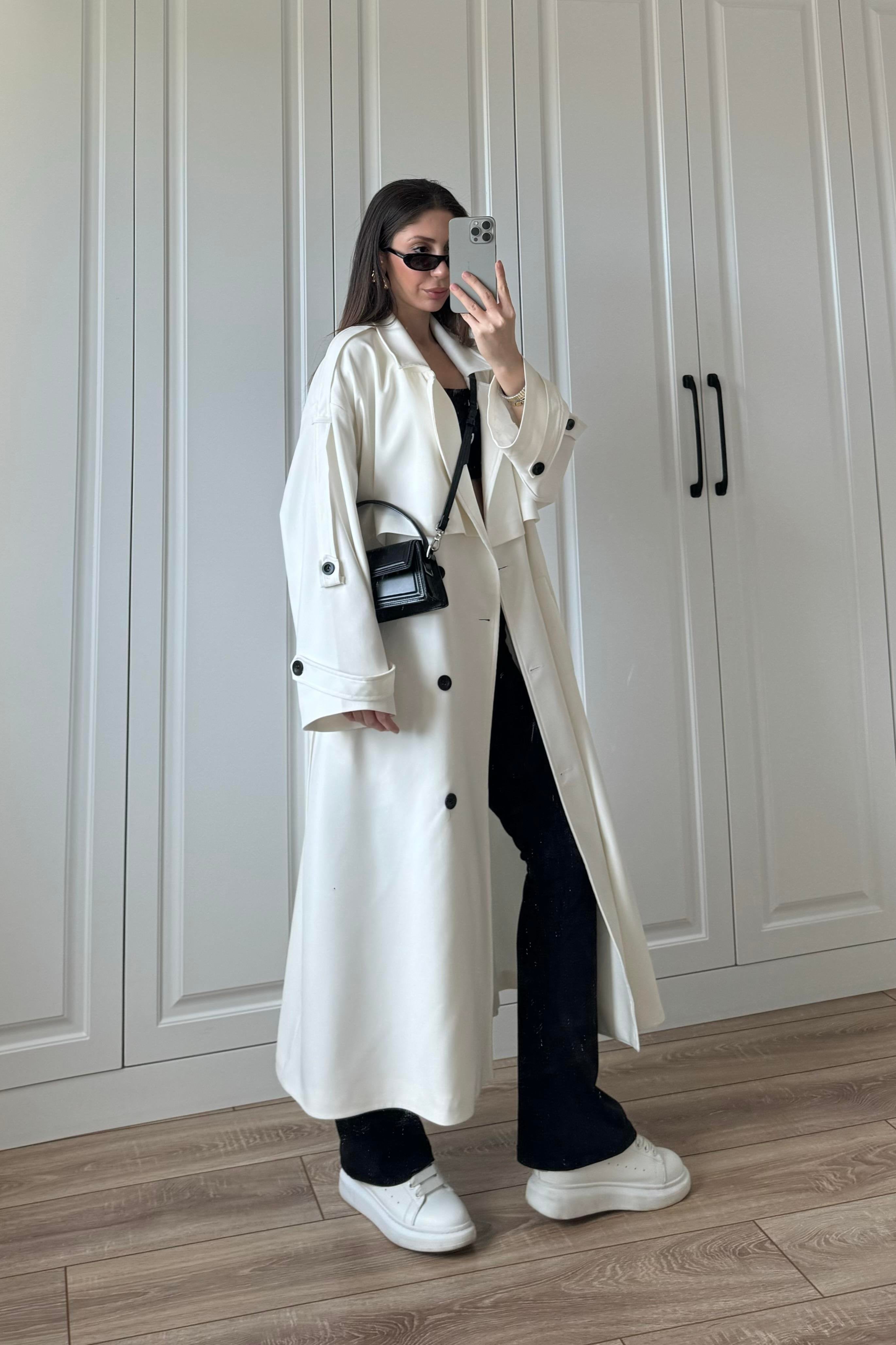 Trench stagionale foderato a gonna lunga