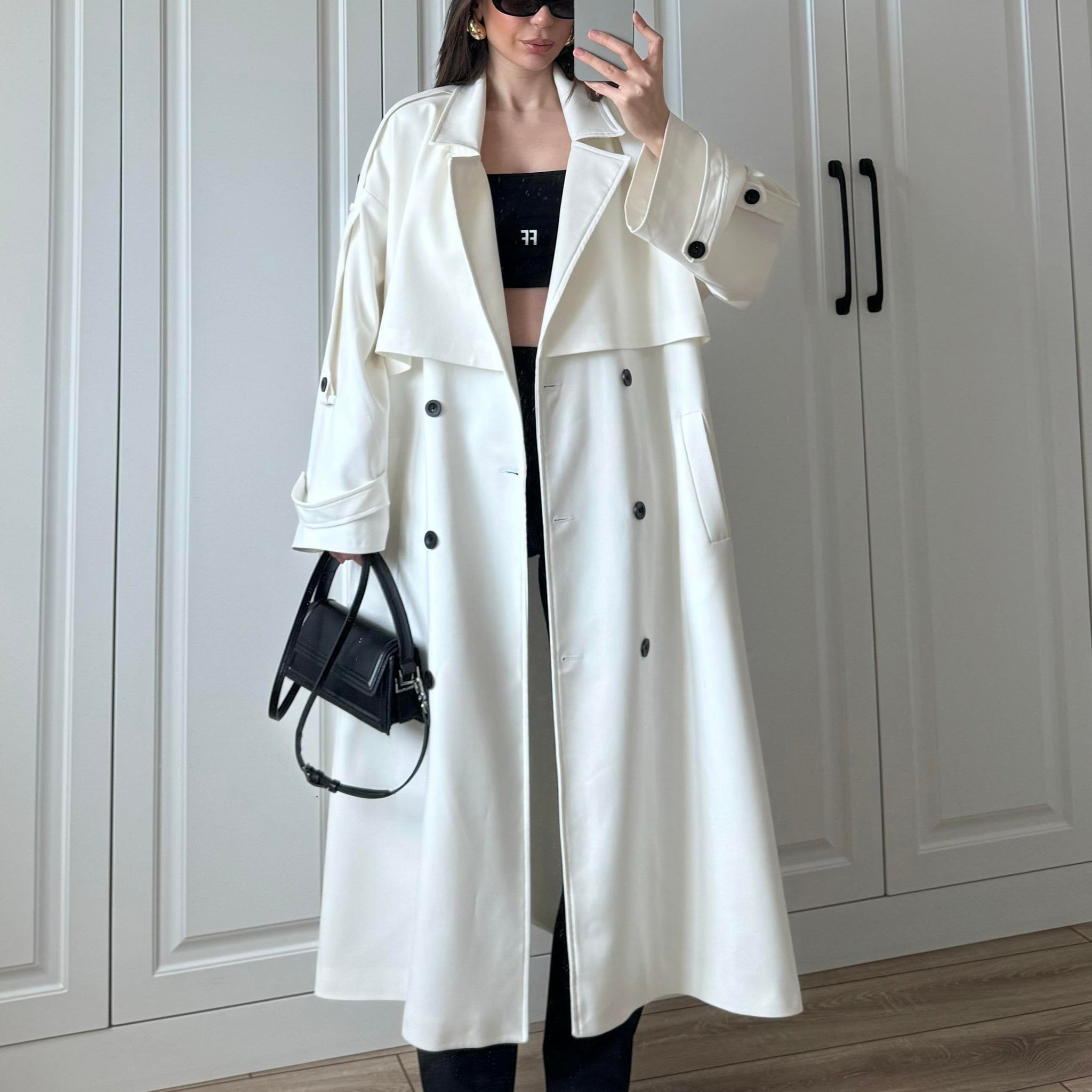 Trench stagionale foderato a gonna lunga