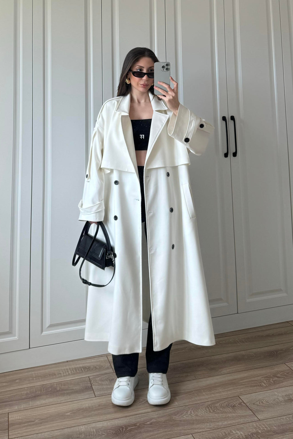 Trench stagionale foderato a gonna lunga