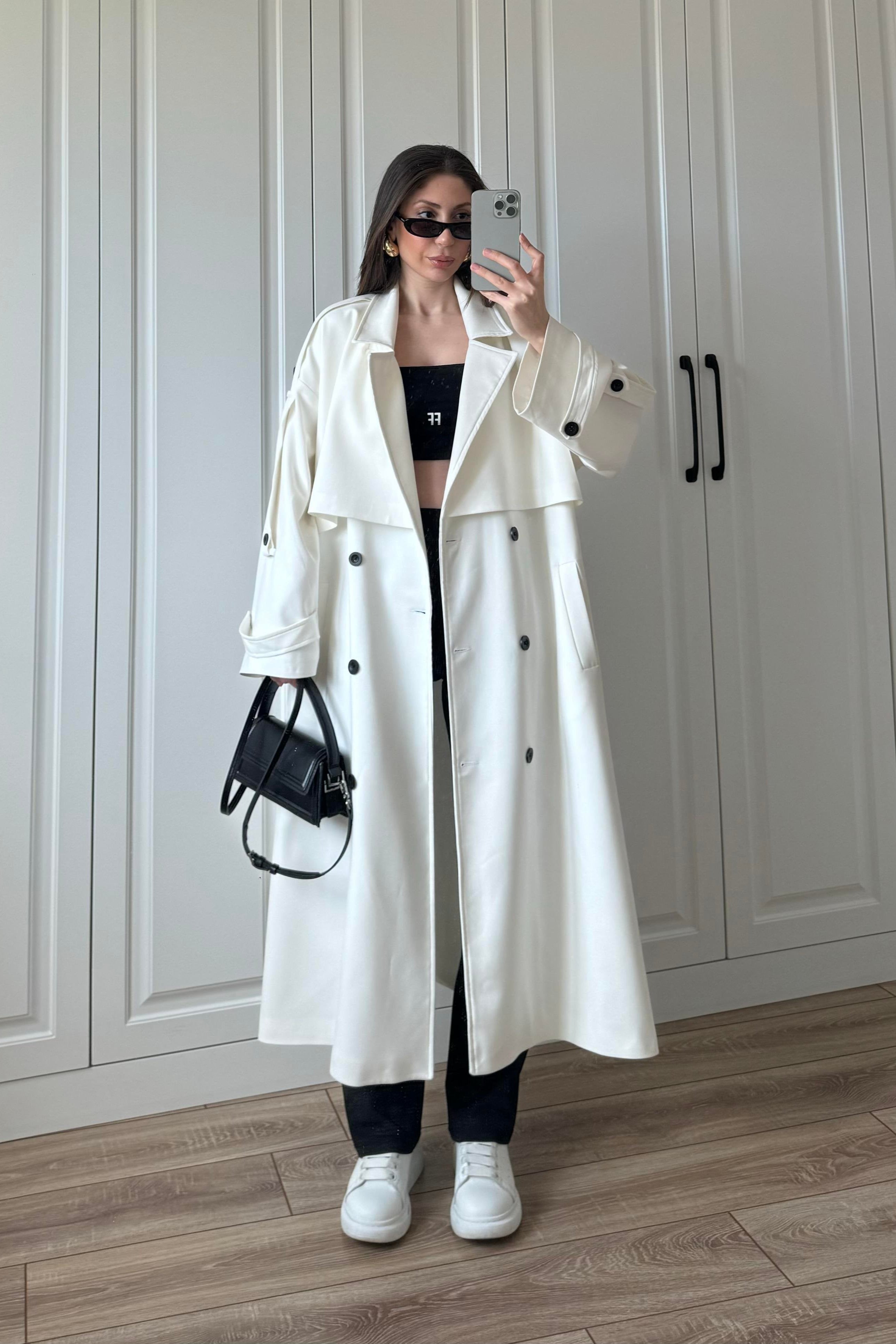 Trench stagionale foderato a gonna lunga