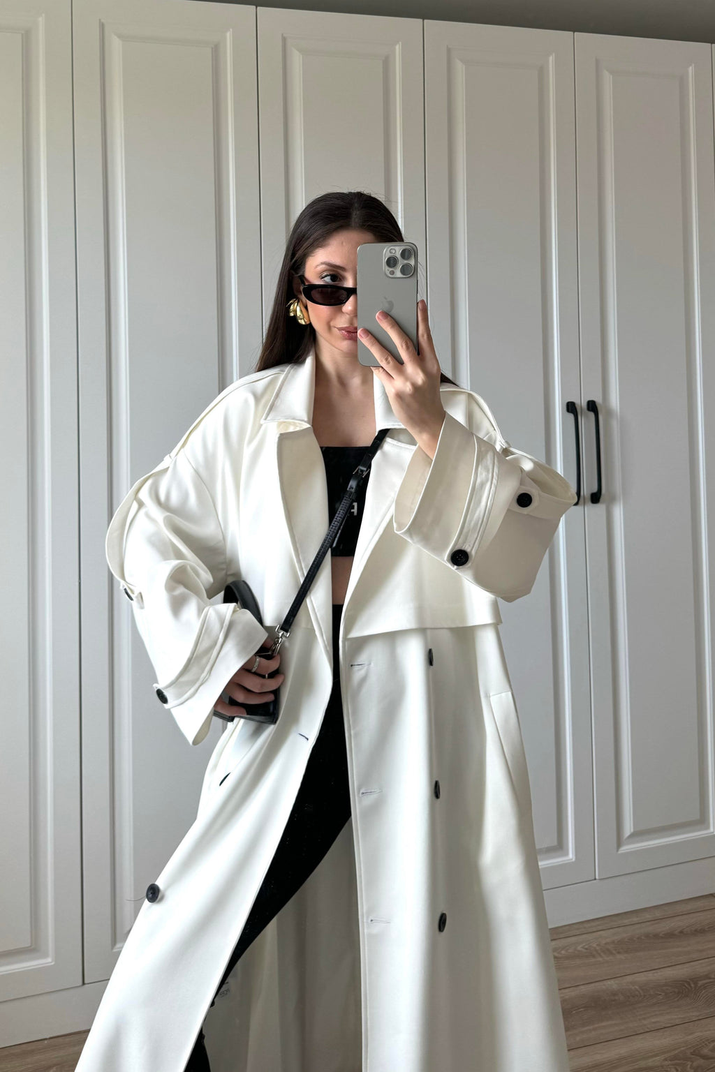 Trench stagionale foderato a gonna lunga